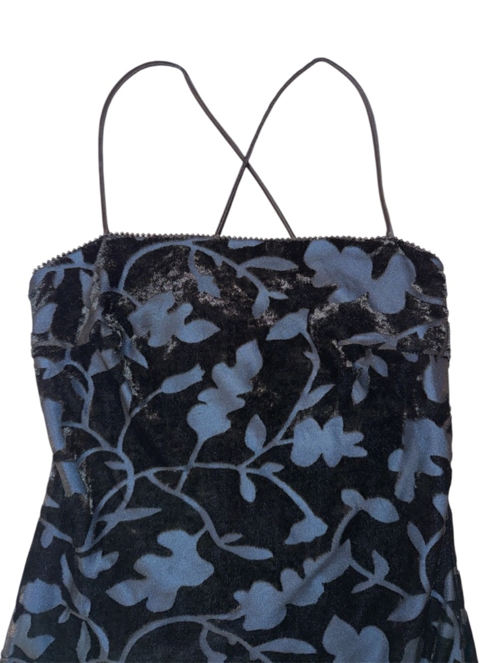 Rampage 90's Vintage Black Blue Burnout Floral Pattern Mini Dress S Whimsigoth